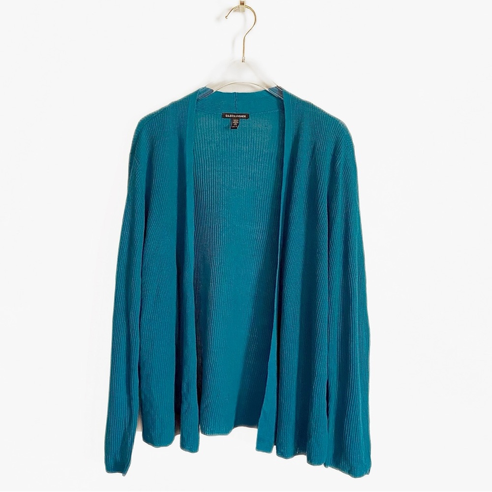 Eileen Fischer Open Drape Cardigan Sweater Organic Linen Cotton blend size 1X